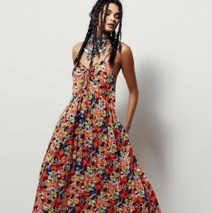 Free People Mulberry keyhole floral maxi dress Med